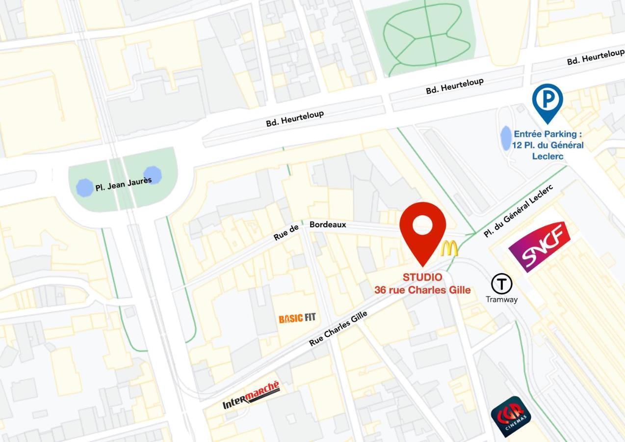 Studio Avec Balcon & Parking Gratuit - Tours Gare Экстерьер фото